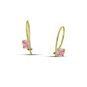Κρεμαστά σκουλαρίκια από κίτρινο χρυσό 14 καρατίων με πέτρες από ροζ ζιργκόν.
