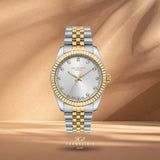 Γυναικείο ρολόι Lee Cooper Ladies LC08400.230 με ασημί καντράν 24mm, ζιργκόν και δίχρωμο μπρασελέ σε ασημί και χρυσό χρώμα.