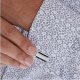 Μανικετόκουμπα Tommy Hilfiger 2790603 Ορθογώνια σε Ασημένιο και Μπλε Χρώμα, φορεμένα 