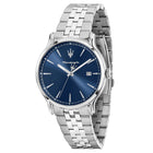 Ανδρικό Ρολόι Maserati Epoca Slim R8853118031 με Ασημί Μπρασελέ & Μπλε Καντράν