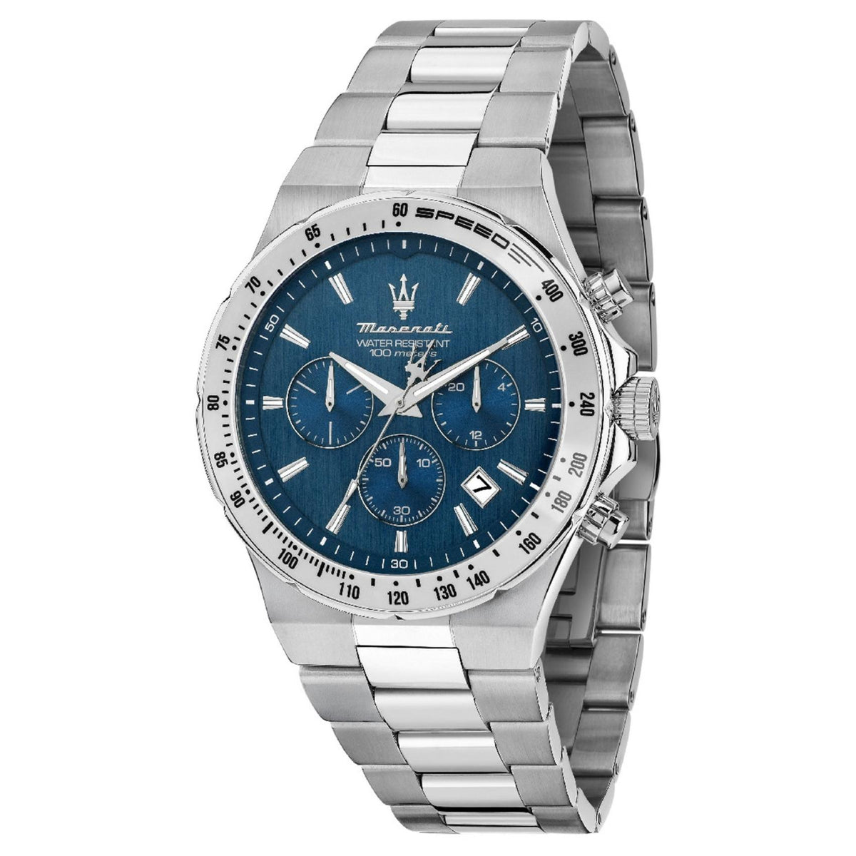 Maserati Sfida R8873640029 ανδρικό ρολόι με ασημί μπρασελέ και μπλε καντράν