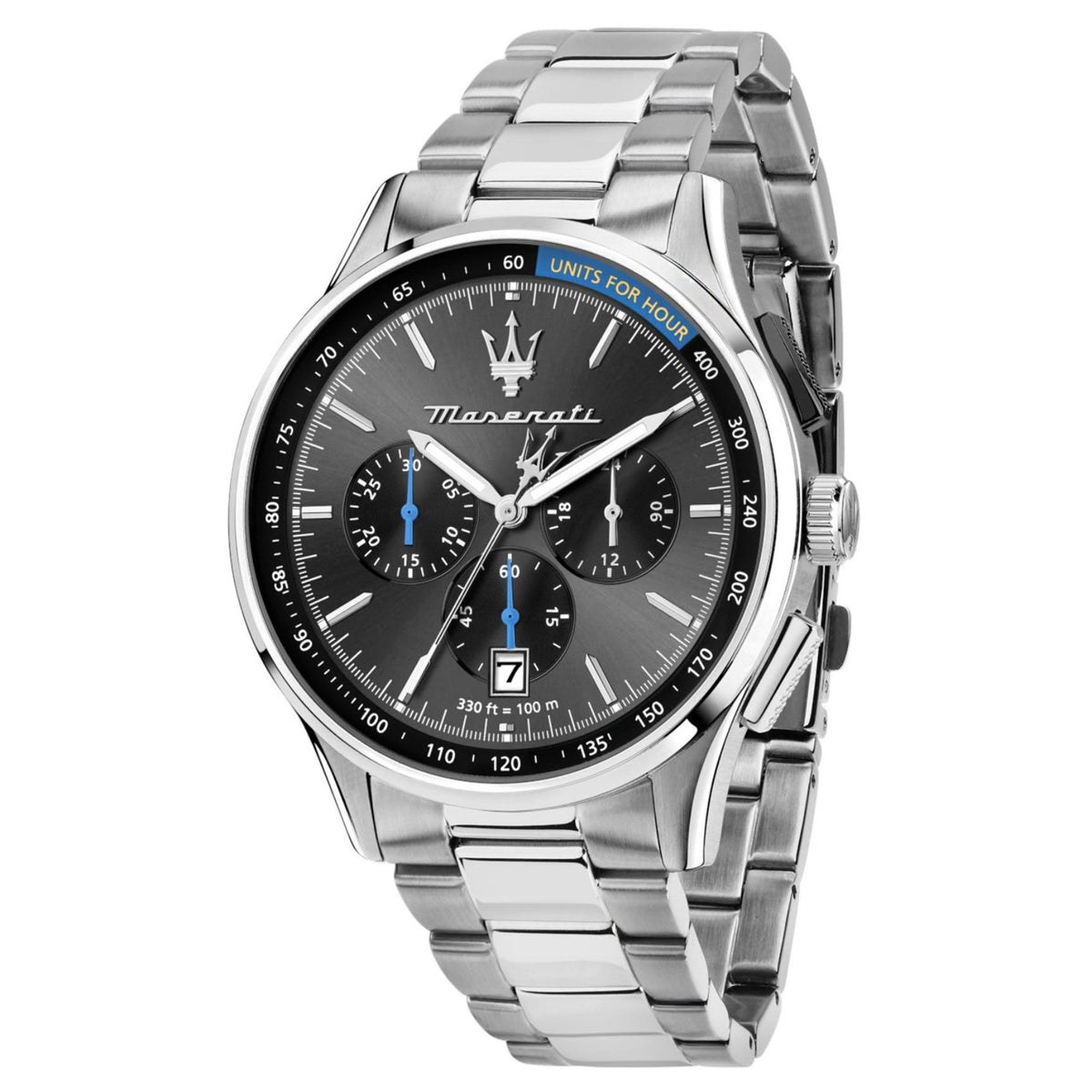 Maserati Sorpasso R8873624008 ανδρικό ρολόι με ασημί μπρασελέ και μαύρο καντράν