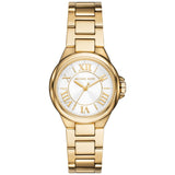 Γυναικείο ρολόι Michael Kors Camille MK7255 με χρυσό ατσάλινο μπρασελέ, στρογγυλό άσπρο καντράν και στεφάνι 33mm με λατινικούς αριθμούς.