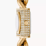 Τετράγωνο γυναικείο ρολόι Michael Kors Chain Lock MK4711 με χρυσό ατσάλινο μπρασελέ και χρυσό καντράν 25mm με ζιργκόν.