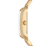 Τετράγωνο γυναικείο ρολόι Michael Kors Emery MK4640 με χρυσό ατσάλινο μπρασελέ και άσπρο καντράν 33mm με ζιργκόν.