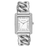 Τετράγωνο γυναικείο ρολόι Michael Kors Emery MK7438 με ασημί ατσάλινο μπρασελέ αλυσίδα και άσπρο καντράν 40mm με ζιργκόν.