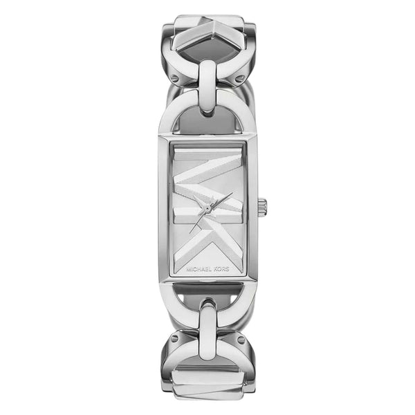 Τετράγωνο γυναικείο ρολόι Michael Kors Empire MK7407 με ασημί ατσάλινο μπρασελέ και ασημί καντράν 30mm.