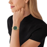 Ρολόι Michael Kors Lauryn MK4737 με χρυσό ατσάλινο μπρασελέ και πράσινο καντράν διαμέτρου 33mm διακοσμημένο με λαμπερά ζιργκόν.