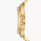 Γυναικείο ρολόι Michael Kors Lennox MK7284 με μπρασελέ σε μάυρο-χρυσό χρώμα γεμάτο ζιργκόν και iced καντράν σε χρυσό χρώμα.