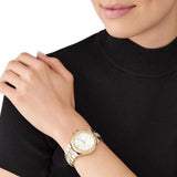 Γυναικείο ρολόι Michael Kors Lennox MK7361 με χρυσό ατσάλινο μπρασελέ και άσπρο καντράν 37mm με ζιργκόν.
