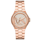 Γυναικείο ρολόι Michael Kors Lennox MK7230 με ροζ χρυσό ατσάλινο μπρασελέ, ροζ χρυσό καντράν και στρογγυλό στεφάνι 37mm με ζιργκόν.