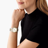 Γυναικείο ρολόι Michael Kors Lennox MK7464  με ασημί-χρυσό ατσάλινο μπρασελέ και άσπρο καντράν 37mm.