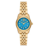 Γυναικείο ρολόι Michael Kors Lexington MK4813 με χρυσό ατσάλινο μπρασελέ και τιρκουάζ καντράν 26mm με ζιργκόν.