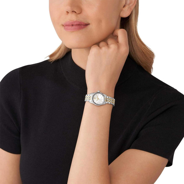 Ρολόι Michael Kors Lexington MK4740 Με Δίχρωμο Μπρασελέ & Άσπρο Καντράν
