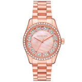 Γυναικείο ρολόι Michael Kors Lexington MK7444 με ροζ χρυσό ατσάλινο μπρασελέ, στρογγυλό ροζ χρυσό καντράν με ζιργκόν και στεφάνι 38mm.