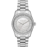 Γυναικείο ρολόι Michael Kors Lexington MK7445 με ασημί ατσάλινο μπρασελέ, στρογγυλό ασημί καντράν με ζιργκόν και στεφάνι 38mm.