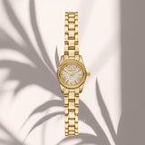 Γυναικείο ρολόι Michael Kors Petite Lexington MK4944SET με λευκό καντράν 19mm, λαμπερά ζιργκόν και χρυσό μπρασελέ από ανοξείδωτο ατσάλι.