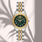 Ρολόι Michael Kors Lexington MK4986 Με Δίχρωμο Μπρασελέ & Πράσινο Καντράν