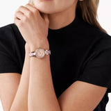 Γυναικείο ρολόι Michael Kors Parker MK6922 με ατσάλινο μπρασελέ σε ροζ χρυσό χρώμα, στρογγυλό ροζ χρυσό καντράν και στεφάνι 28mm με ζιργκόν.