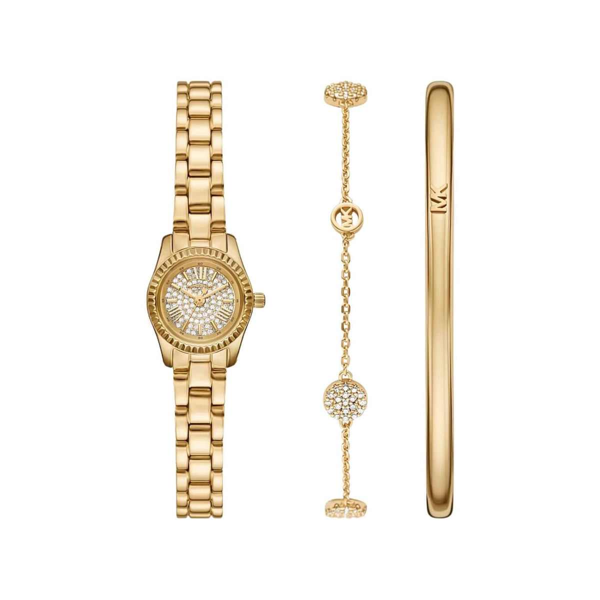 Ρολόι Michael Kors Petite Lexington MK4944SET Με Χρυσό Μπρασελέ και Λευκό Καντράν