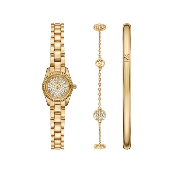 Ρολόι Michael Kors Petite Lexington MK4944SET Με Χρυσό Μπρασελέ και Λευκό Καντράν
