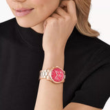 Γυναικείο ρολόι χρονογράφος Michael Kors Runway MK7352 με ροζ χρυσό ατσάλινο μπρασελέ και ροζ καντράν διαμέτρου 38mm.