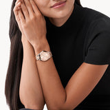 Γυναικείο ρολόι Michael Kors Slim Runway MK3513 με ροζ χρυσό ατσάλινο μπρασελέ, στρογγυλό ροζ χρυσό καντράν και στεφάνι 34mm.