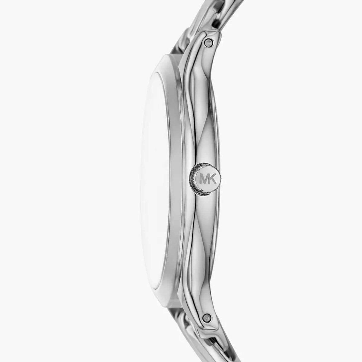 Γυναικείο ρολόι Michael Kors Slim Runway MK7474 με ασημί ατσάλινο μπρασελέ σε πλέξιμο αλυσίδας και ασημί καντράν 38mm.