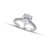 Μονόπετρο δαχτυλίδι OS080 δάκρυ από λευκόχρυσο 14Κ με τετράδοντο δέσιμο.