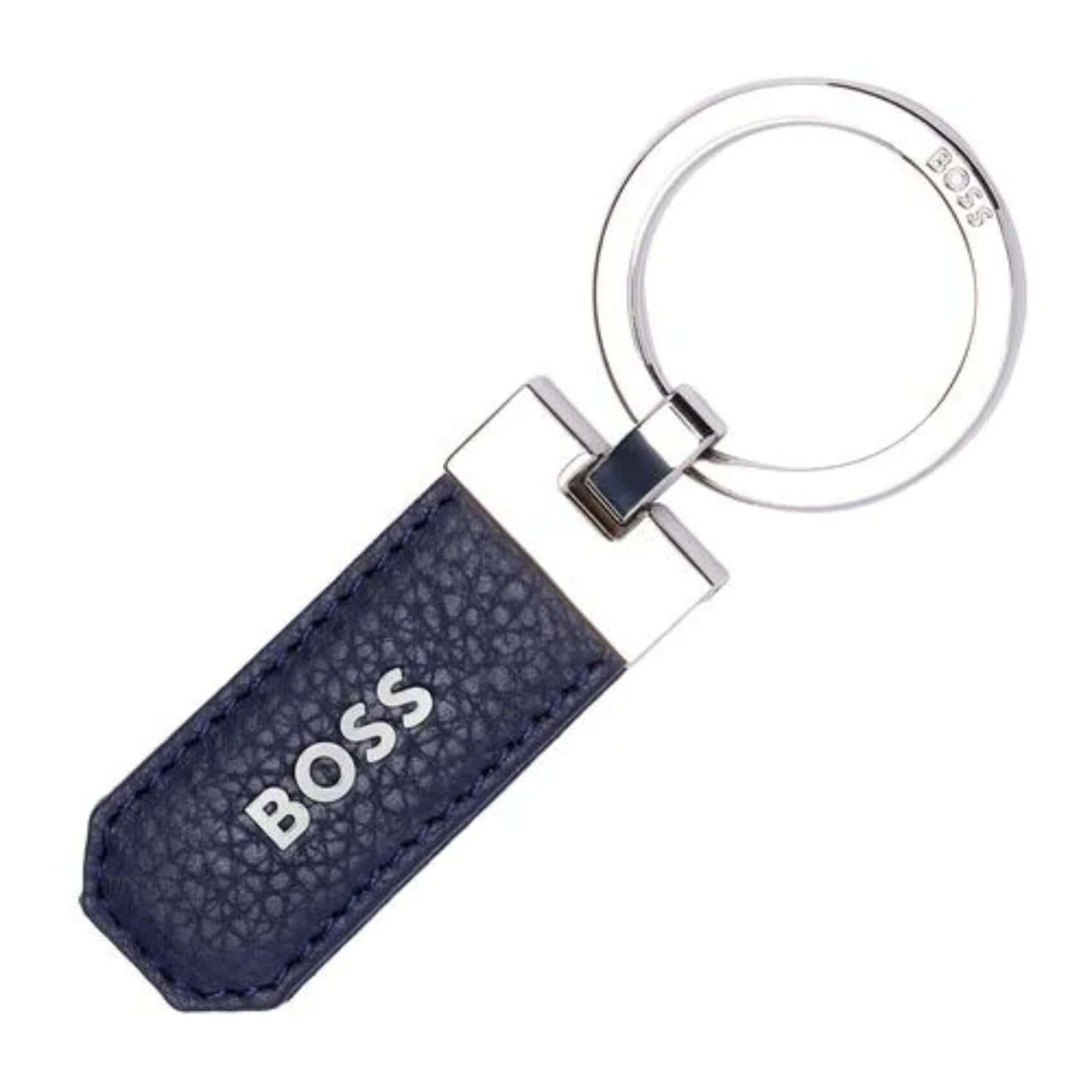 Μπρελόκ Hugo Boss HAK416N σε μπλε χρώμα από δέρμα με μεταλλικές λεπτομέρειες.