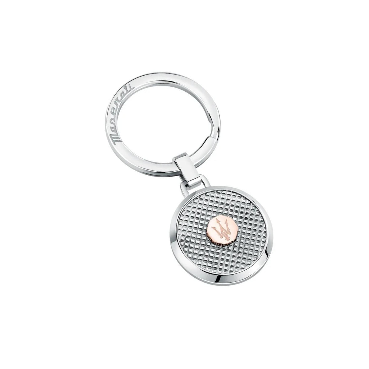 Ασημί unisex μπρελόκ κλειδιών Maserati KMU2230101 με ροζ χρυσό λογότυπο