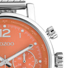 Ρολόι Oozoo C10903 Χρονογράφος Με Ασημί Μπρασελέ & Πορτοκαλί Καντράν