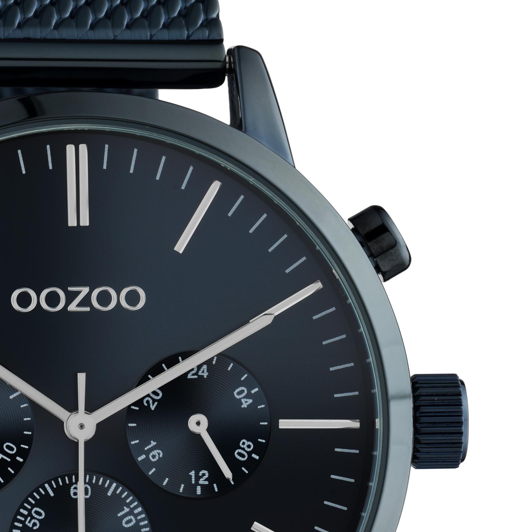 Ρολόι Oozoo C10912 χρονογράφος με μπλε σκούρο ατσάλινο μπρασελέ μπλε σκούρο καντράν διαμέτρου 45mm και μηχανισμό μπαταρίας quartz.