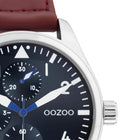 Ρολόι Oozoo C11006 Με Καφέ Δερμάτινο Λουράκι & Μπλε Σκούρο Καντράν