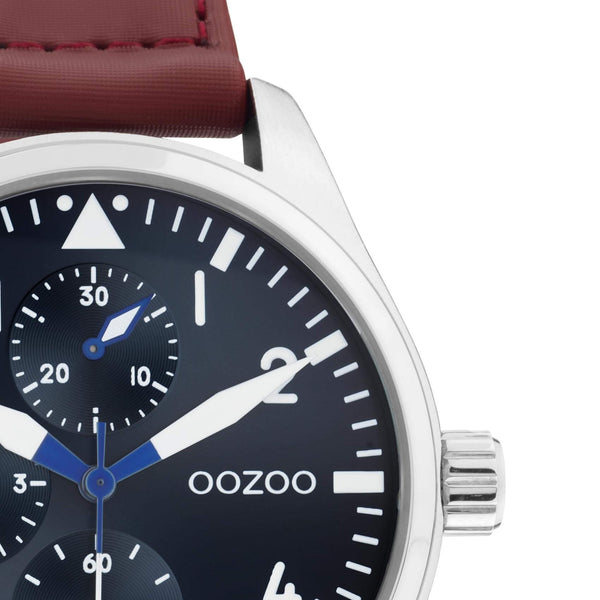 Ρολόι Oozoo C11006 Με Καφέ Δερμάτινο Λουράκι & Μπλε Σκούρο Καντράν