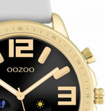 Smartwatch Oozoo Q00317 με γκρι καουτσούκ λουράκι και χρυσή κάσα.