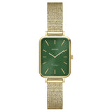 Τετράγωνο ρολόι Oozoo Vintage C10975 με χρυσό ατσάλινο μπρασελέ,πράσινο καντράν 26x21mm και μηχανισμό μπαταρίας quartz.