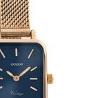 Τετράγωνο Ρολόι Oozoo Vintage C10976 Με Ροζ Χρυσό Μπρασελέ & Μπλε Καντράν