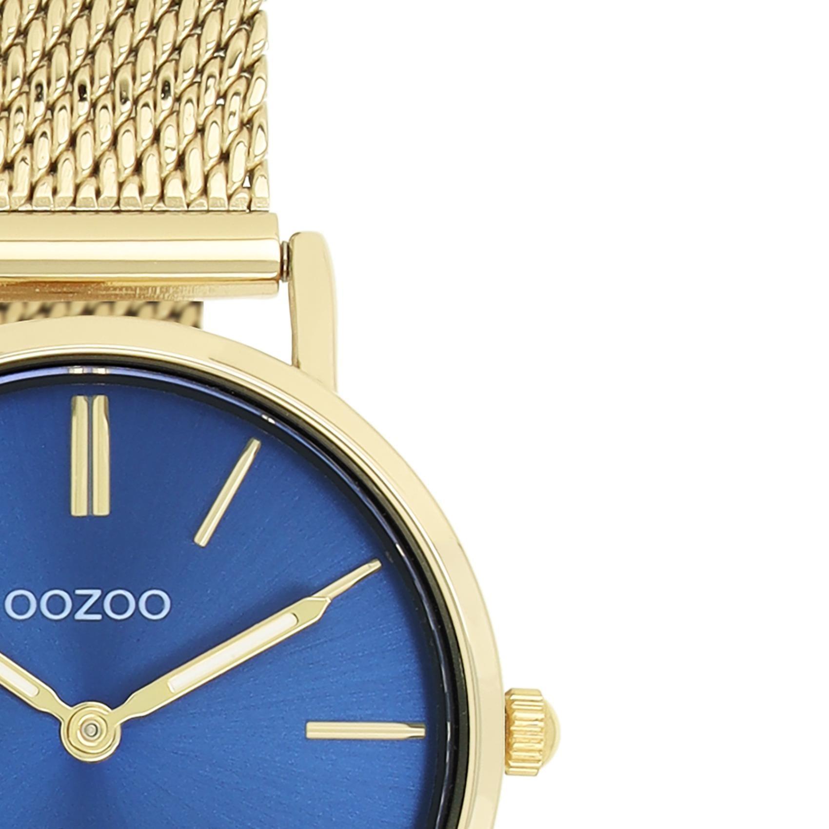 Ρολόι Oozoo Vintage C20293 με χρυσό ατσάλινο μπρασελέ,μπλε καντράν διαμέτρου 28mm και μηχανισμό μπαταρίας quartz.