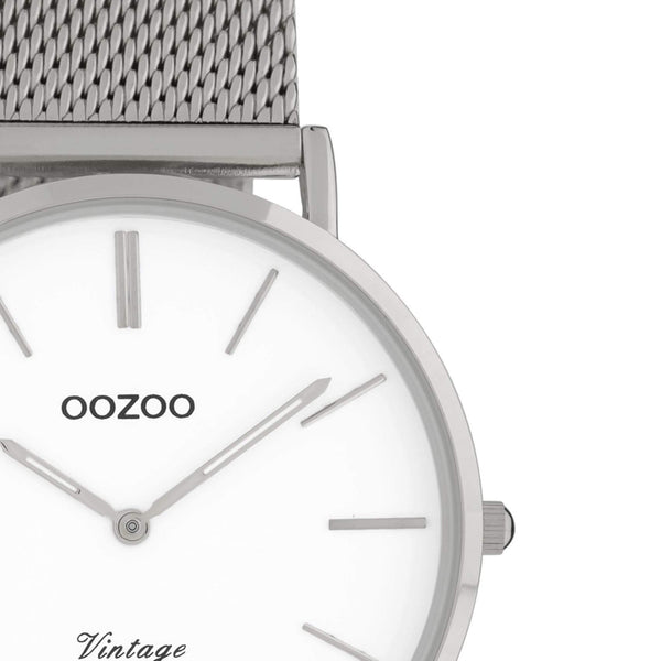 Ρολόι Oozoo Vintage C9902 Με Ασημί Μπρασελέ & Άσπρο Καντράν