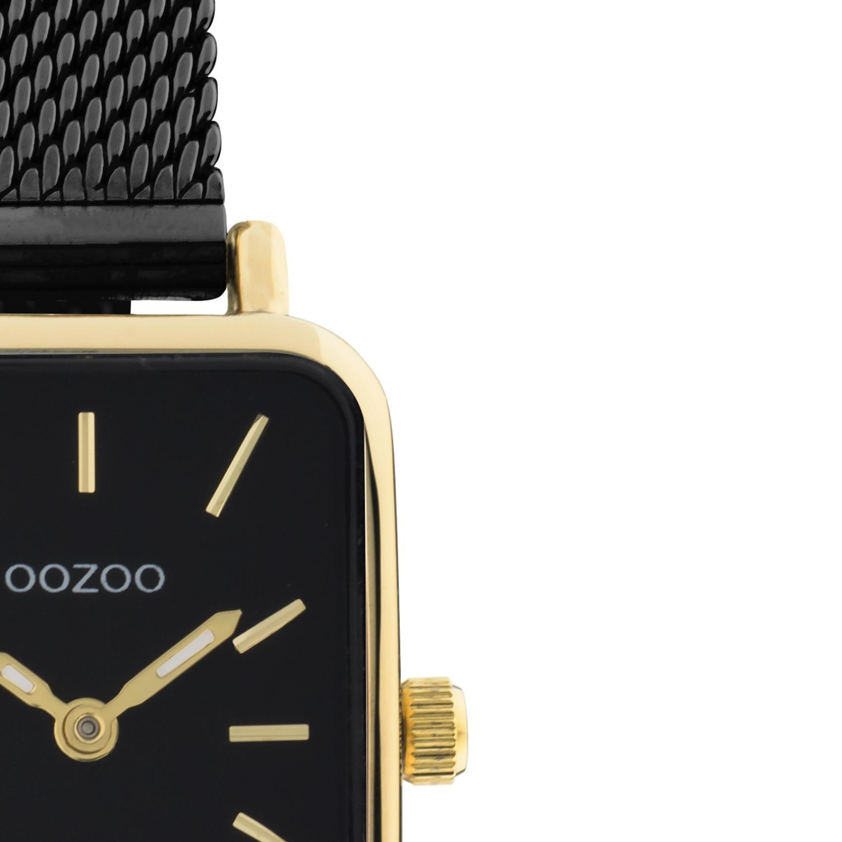 Τετράγωνο ρολόι Oozoo Vintage C20269 με μαύρο ατσάλινο μπρασελέ,μαύρο καντράν διαστάσεων 21x26mm και μηχανισμό μπαταρίας quartz.