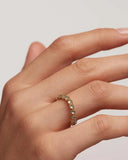 Ολόβερο δαχτυλίδι PDPAOLA AN01-460-12 Blue Tide κατασκευασμένο από ασήμι με επίστρωση κίτρινου χρυσού 18 καρατίων και ζιργκόν πέτρες.