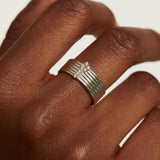 Γυναικείο δαχτυλίδι PDPAOLA AN02-614 Super Nova κατασκευασμένο από επιπλατινωμένο ασήμι 925 και λευκά ζιργκόν.
