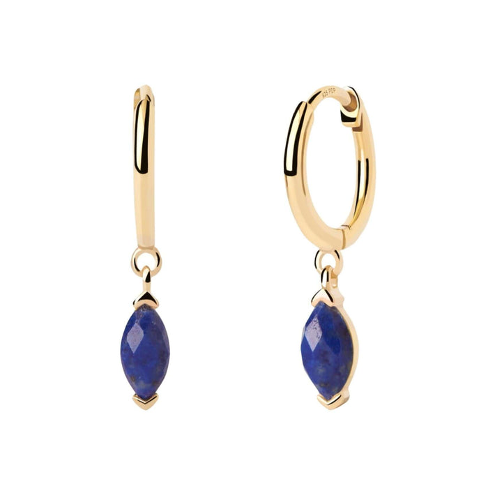 Σκουλαρίκια κρίκοι AR01-A09-U Vanilla Nomad Lapis Lazuli με κρεμαστή μπλε πέτρα. 