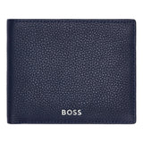 Ανδρικό μπλε δερμάτινο πορτοφόλι Hugo Boss HLM416N Classic Grained, με κομψή υφή και premium σχεδιασμό