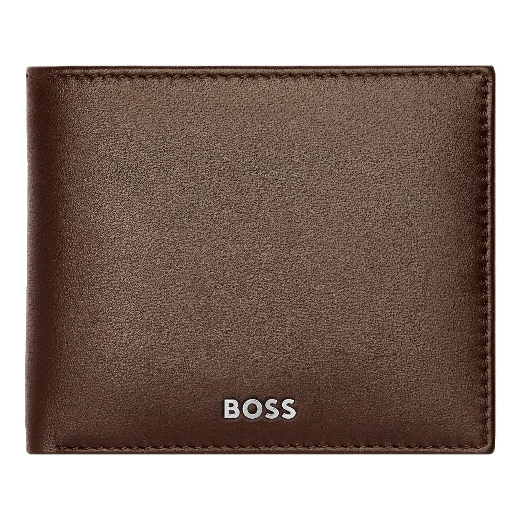 Ανδρικό καφέ δερμάτινο πορτοφόλι Hugo Boss HLW403Y Classic Smooth.