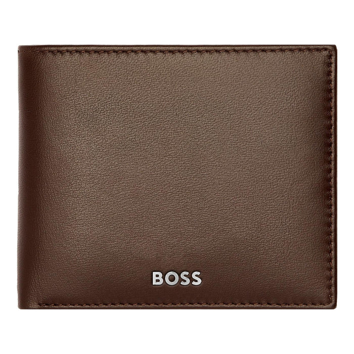 Ανδρικό καφέ δερμάτινο πορτοφόλι Hugo Boss HLW403Y Classic Smooth.
