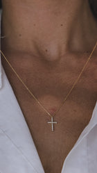 Βαπτιστικός Σταυρός για Κορίτσι Χρυσός 18K Κλασικός με Μονή Σειρά Διαμαντιών | DCS023
