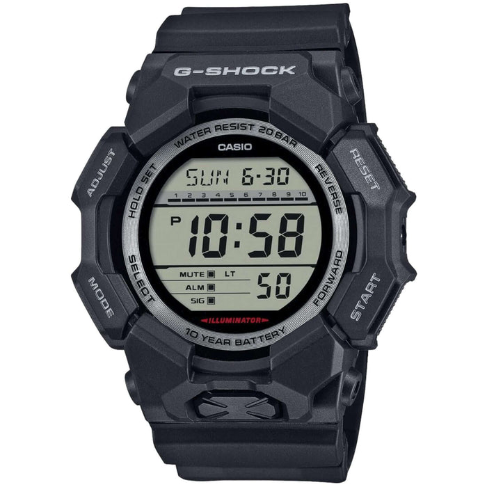 Ρολόι Casio G-SHOCK GD-010-1ER με μαύρο καουτσούκ λουράκι και ψηφιακό καντράν, 54,9mm.