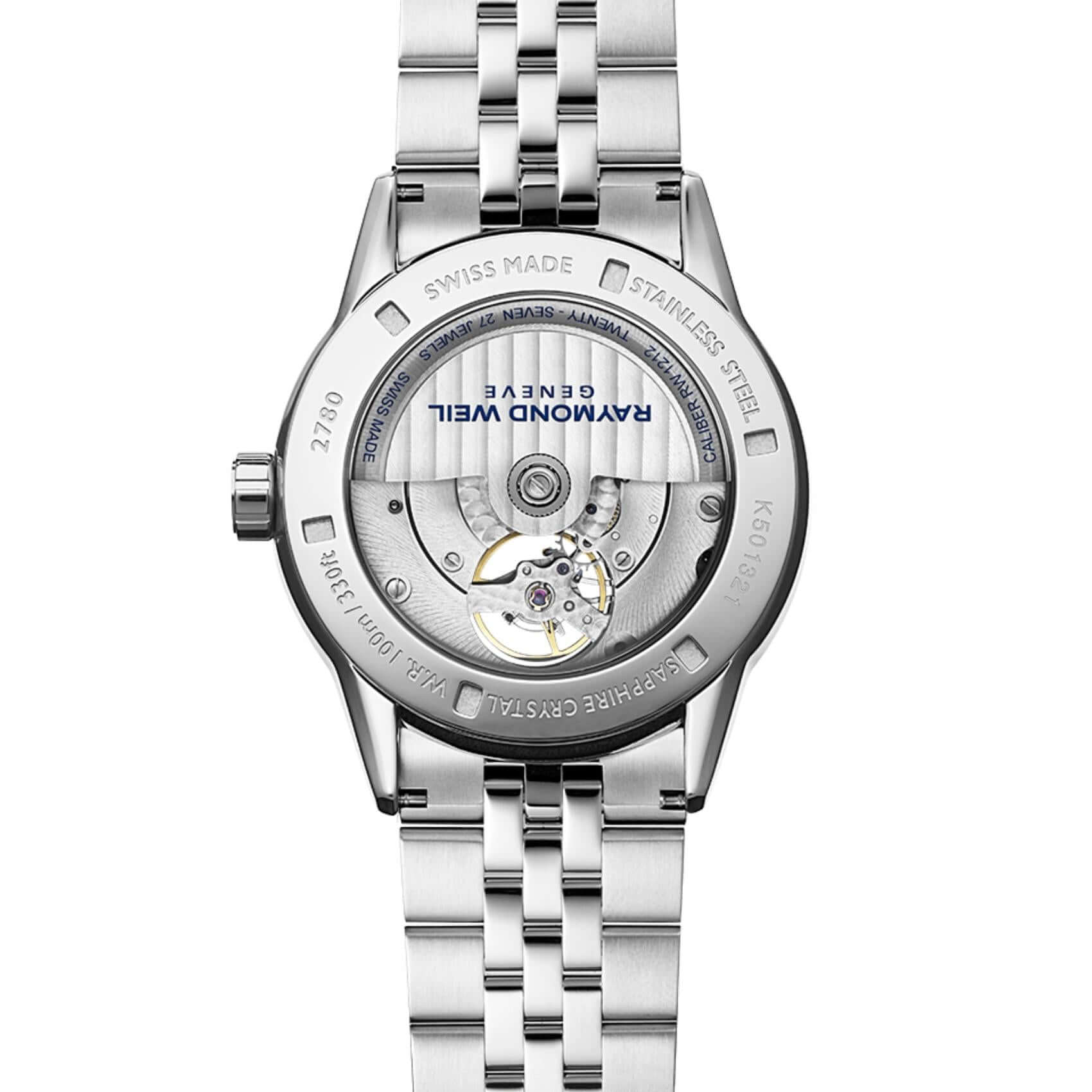 Ρολόι Raymond Weil Freelancer 2731-ST-20001 με ασημί ατσάλινο μπρασελέ και μαύρο καντράν διαμέτρου 42mm.